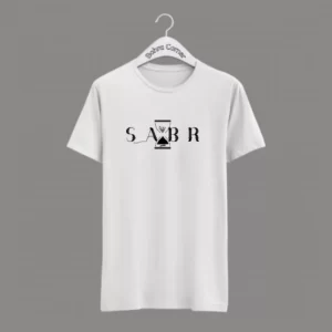 Sabr White Round Neck Half Sleeve Tshirt