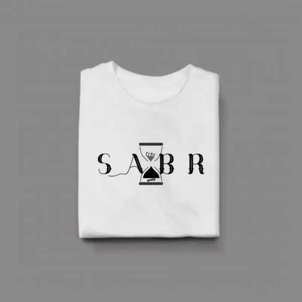 Sabr White Round neck half sleeve tshirt